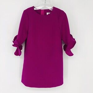 Milly Minis High Neck Ruffle Sleeve Purple Shift Dress Sz 5 Toddler Fancy Toddle